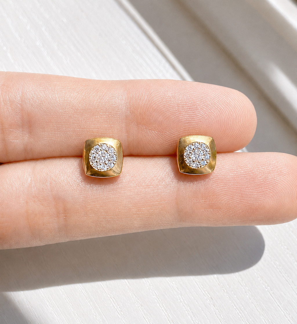 Pavé Crystal Cushion Stud Earrings