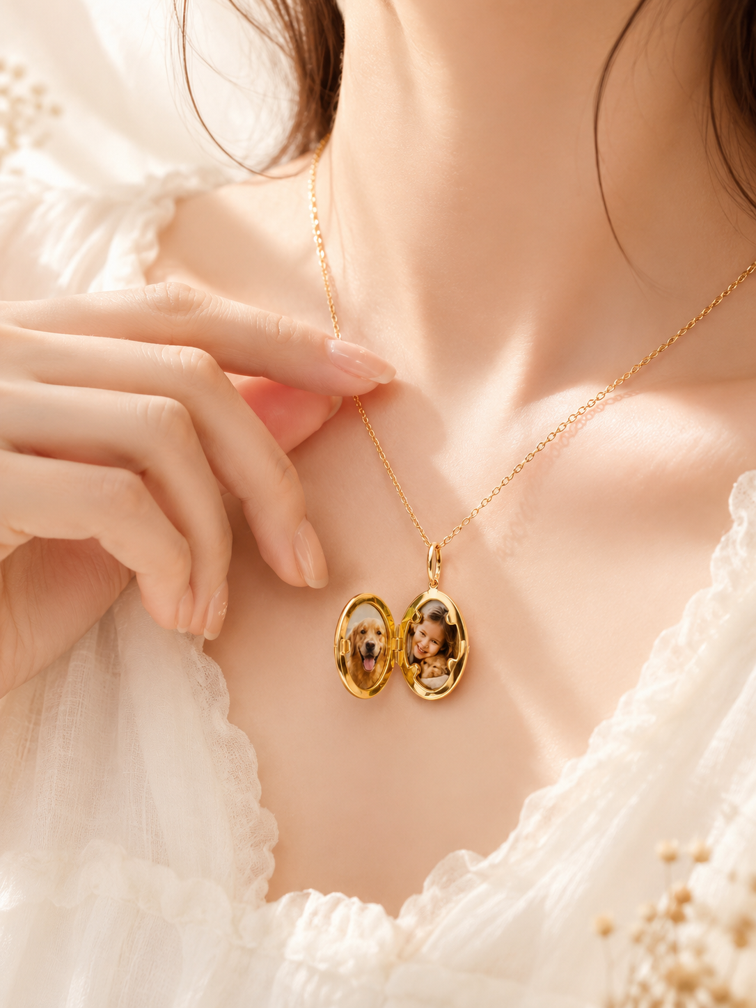 Golden Memory Photo Locket Pendant