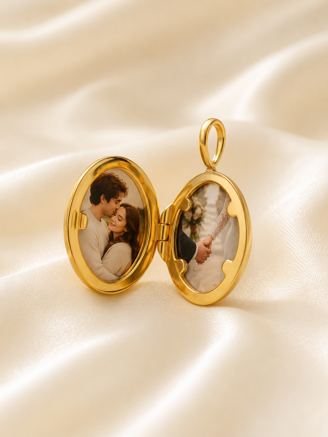Golden Memory Photo Locket Pendant