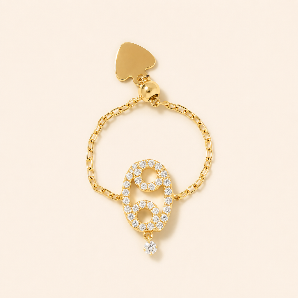 Celestial Zodiac Charm Slider Ring
