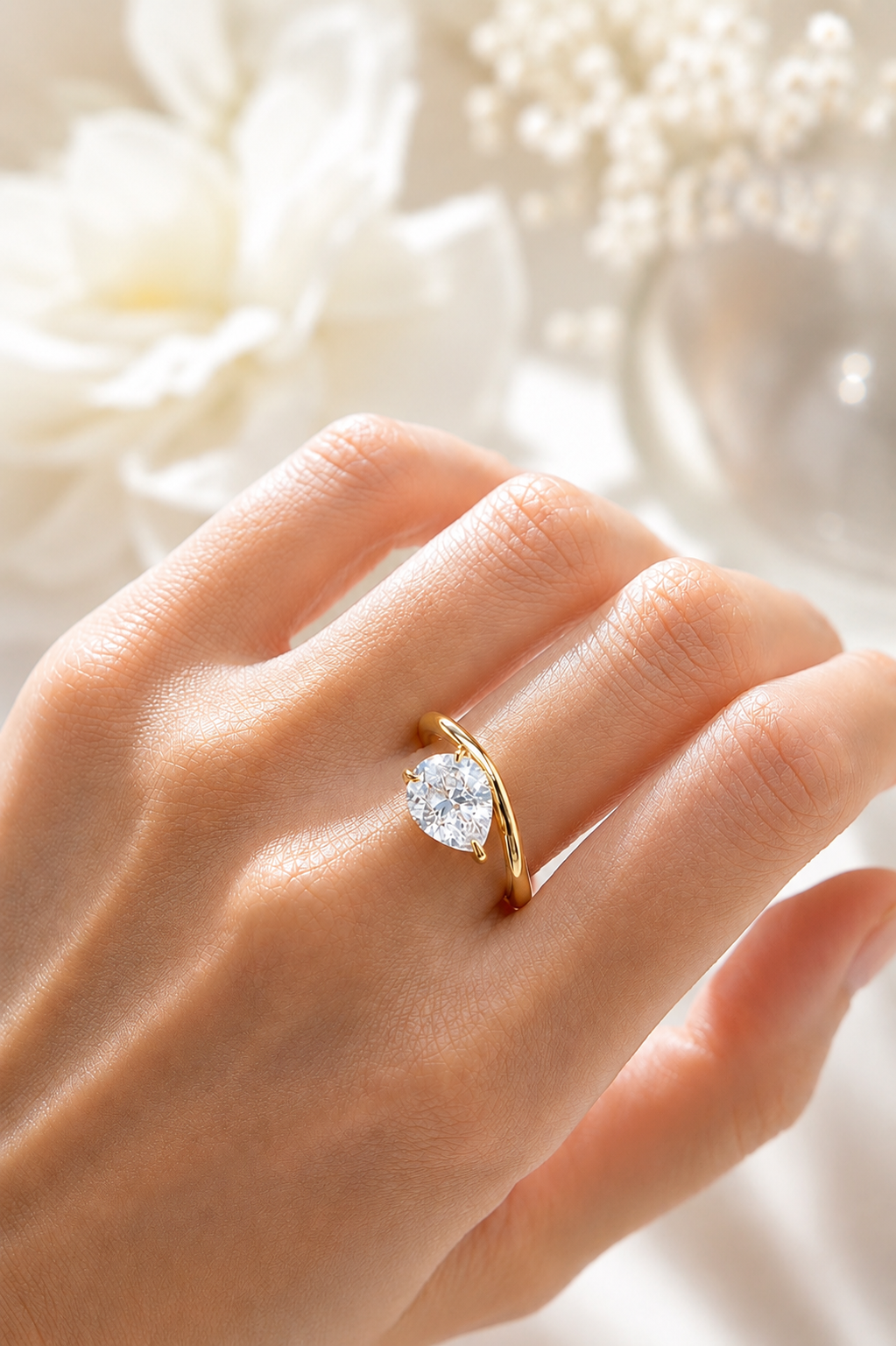 Aurora Pear Solitaire Ring