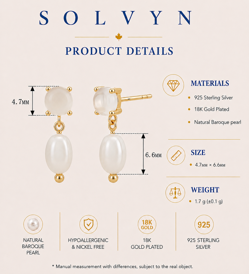 Moonlit Pearl Drop Stud Earrings