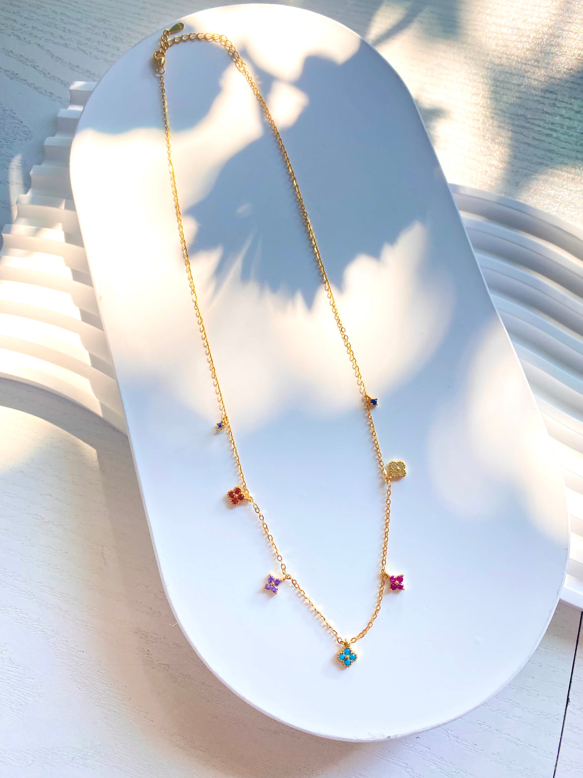 Lucky Clover Colorful Charm Necklace