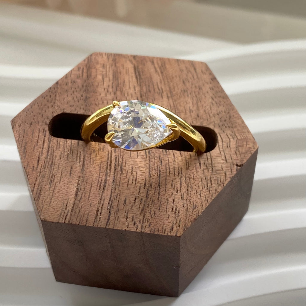 Aurora Pear Solitaire Ring