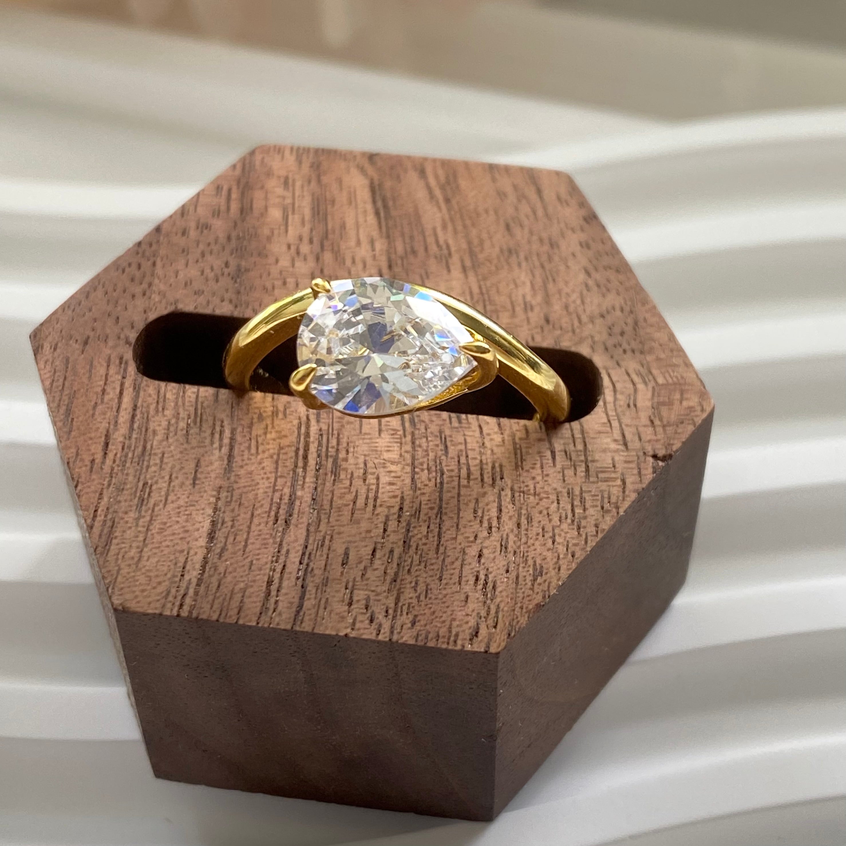 Aurora Pear Solitaire Ring