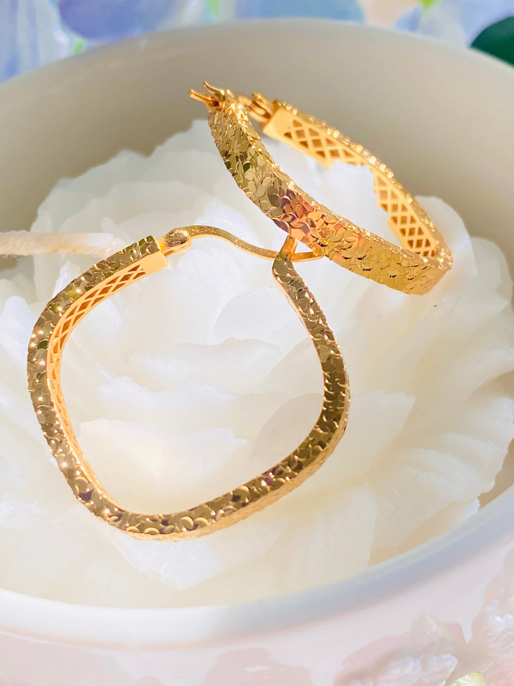 Liora Textured Square Hoop Earrings