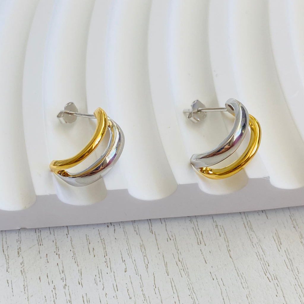 Harbor Two-Tone Huggie Earrings