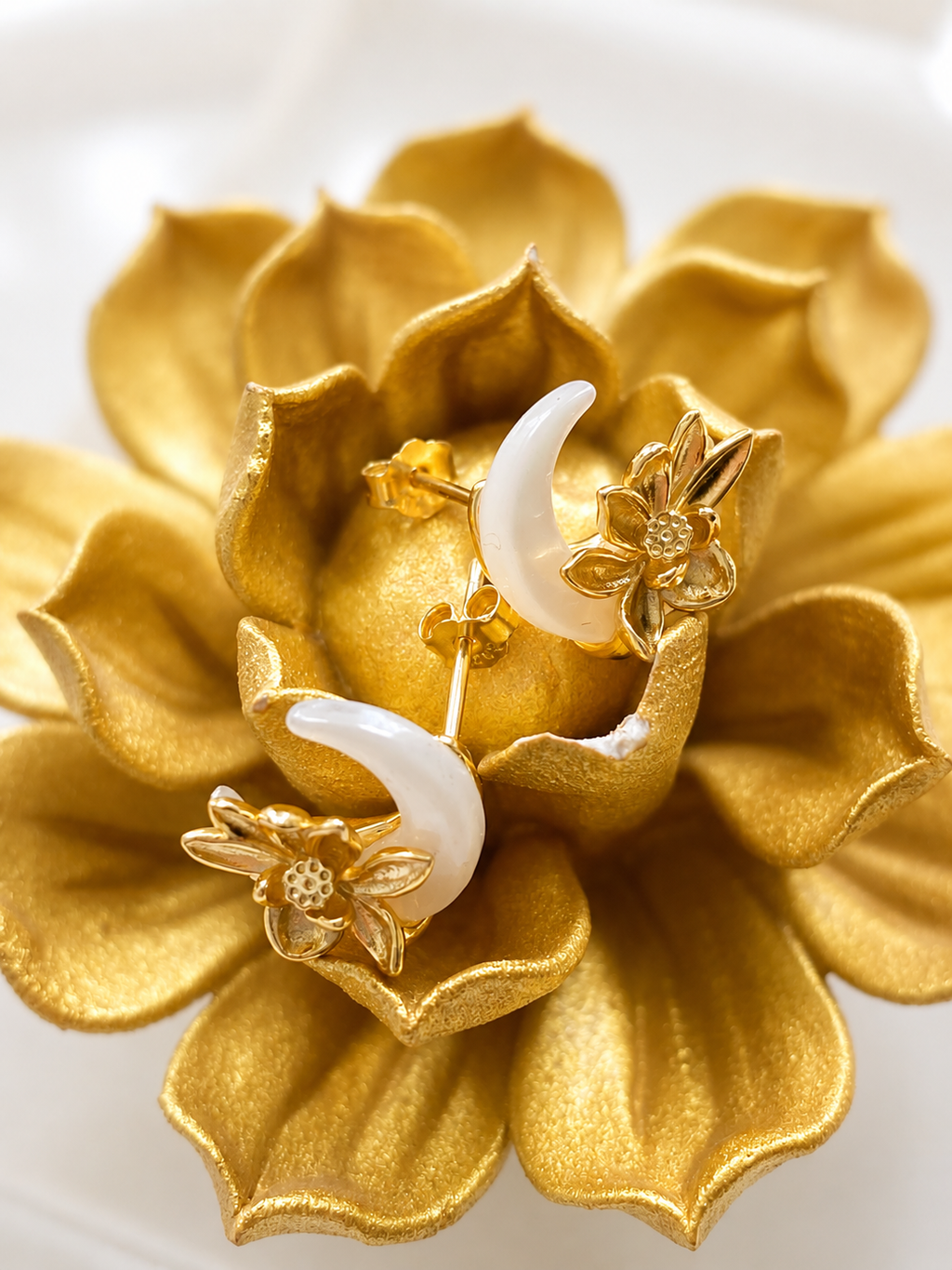 Luna Lotus Stud Earrings
