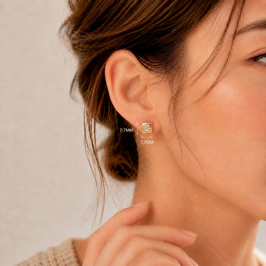 Pavé Crystal Cushion Stud Earrings