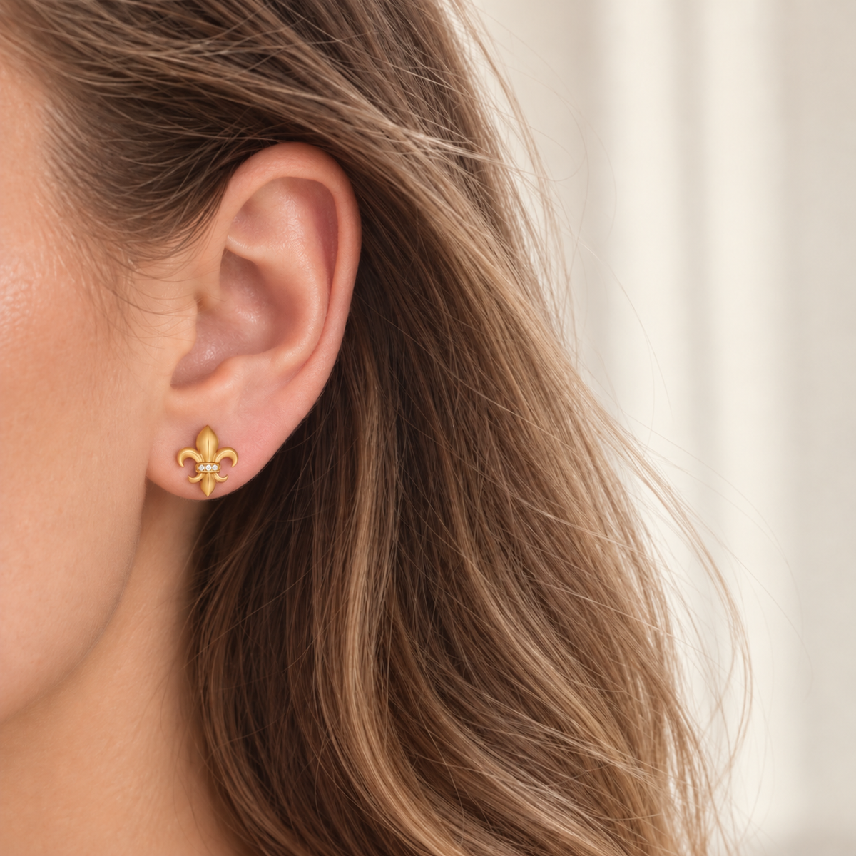 Iris Vintage Fleur-de-Lis Stud Earrings