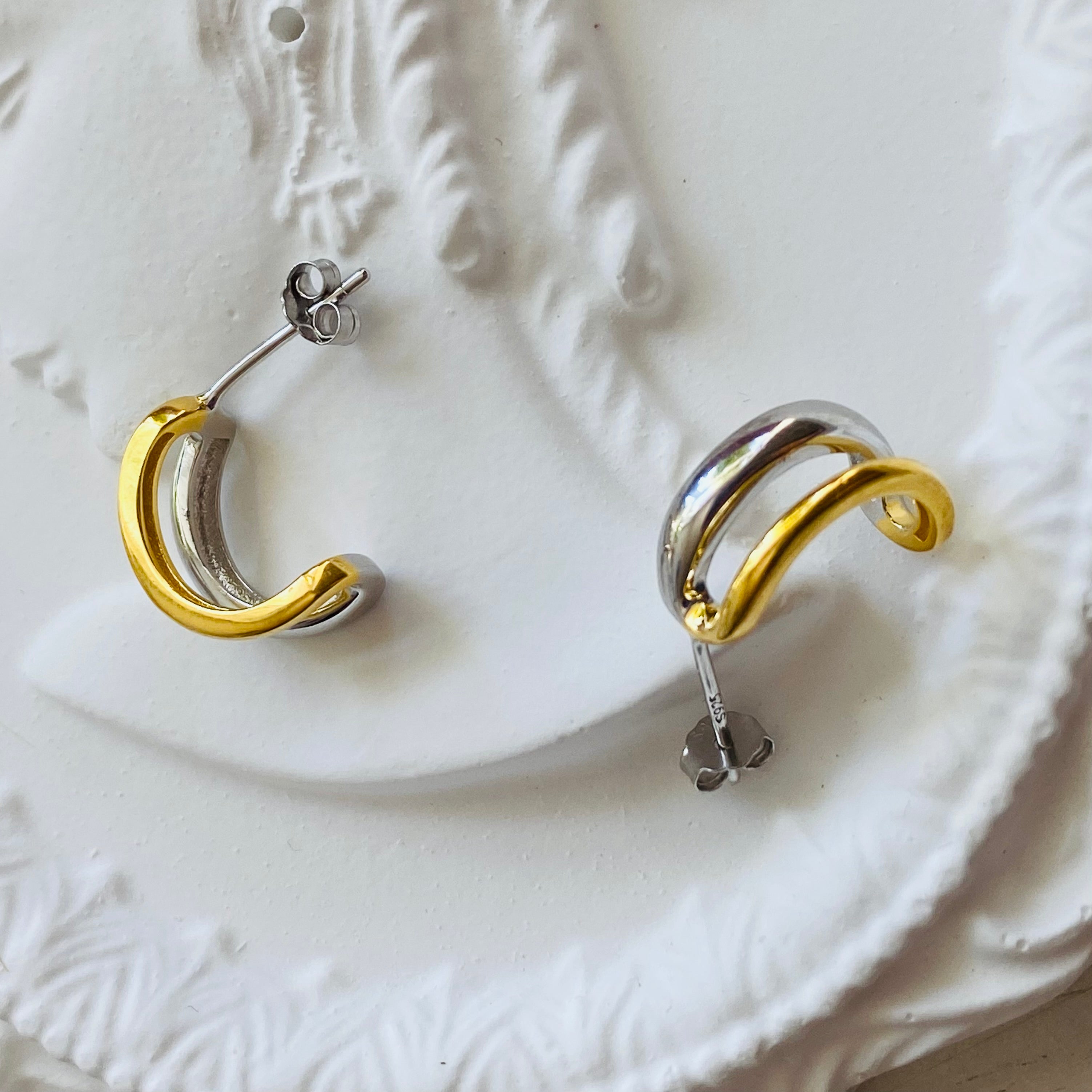 Harbor Two-Tone Huggie Earrings