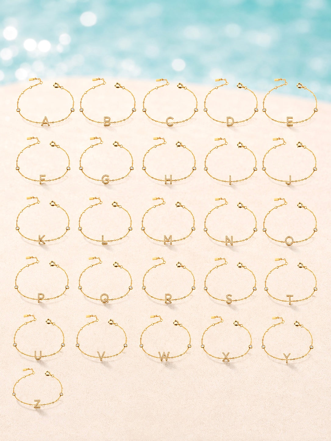 Pavé Initial Delicate Gold Bracelet