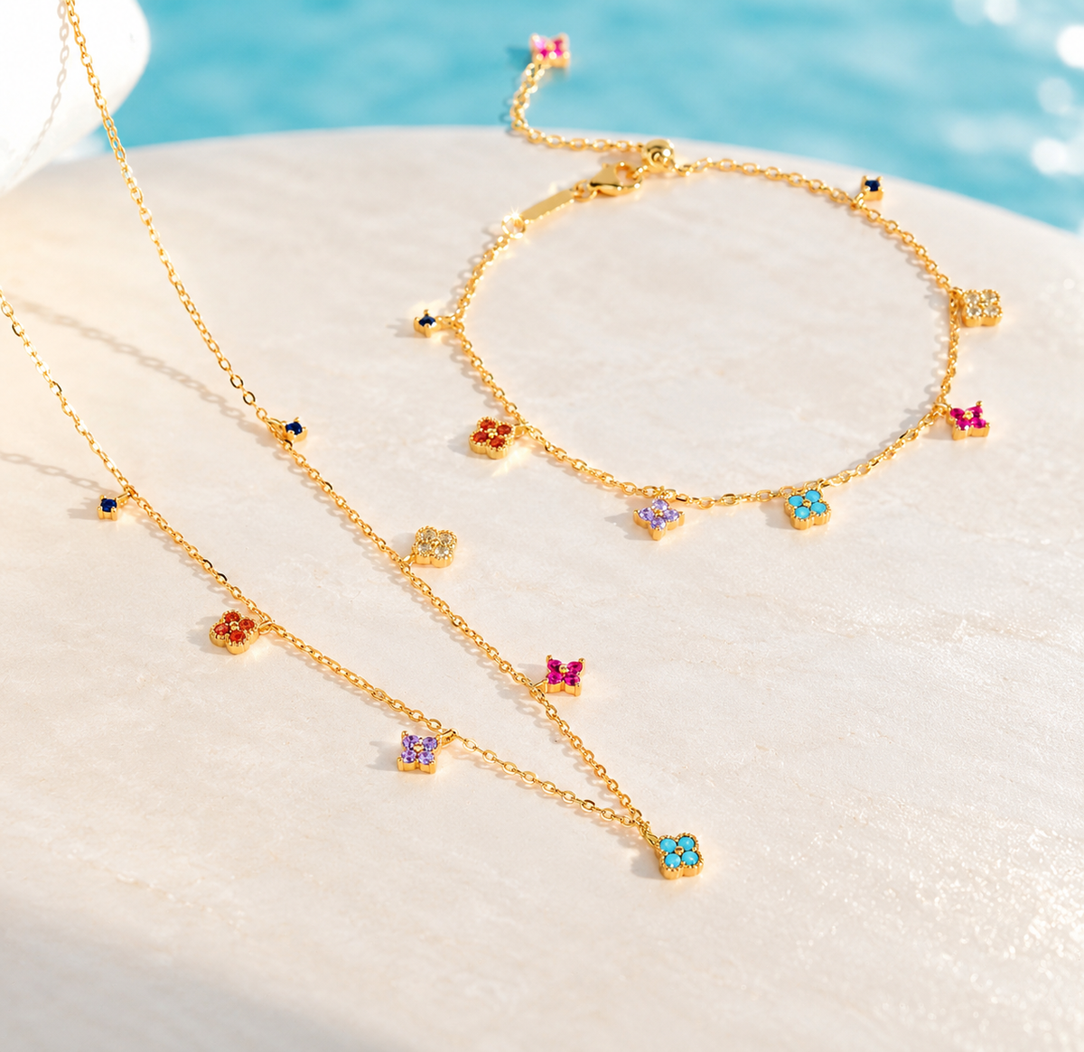 Lucky Clover Colorful Charm Necklace