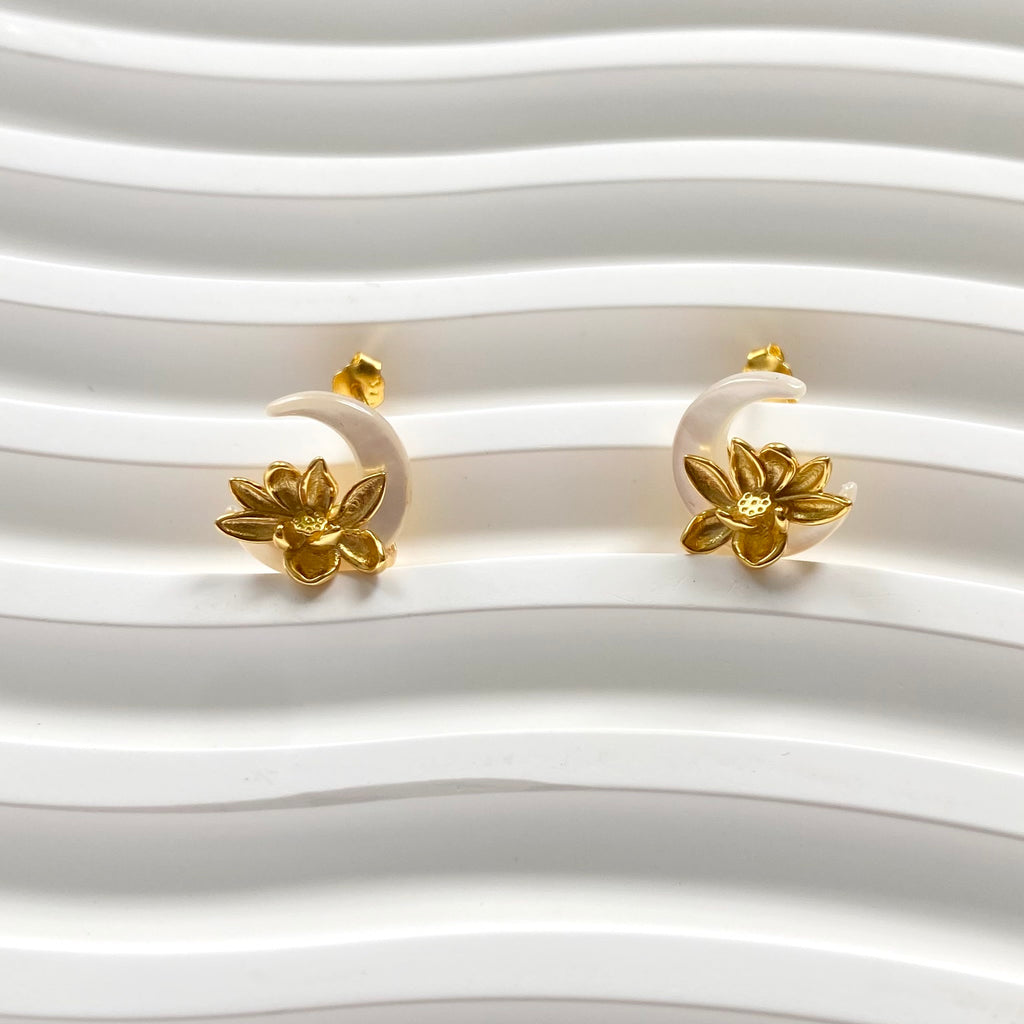 Luna Lotus Stud Earrings
