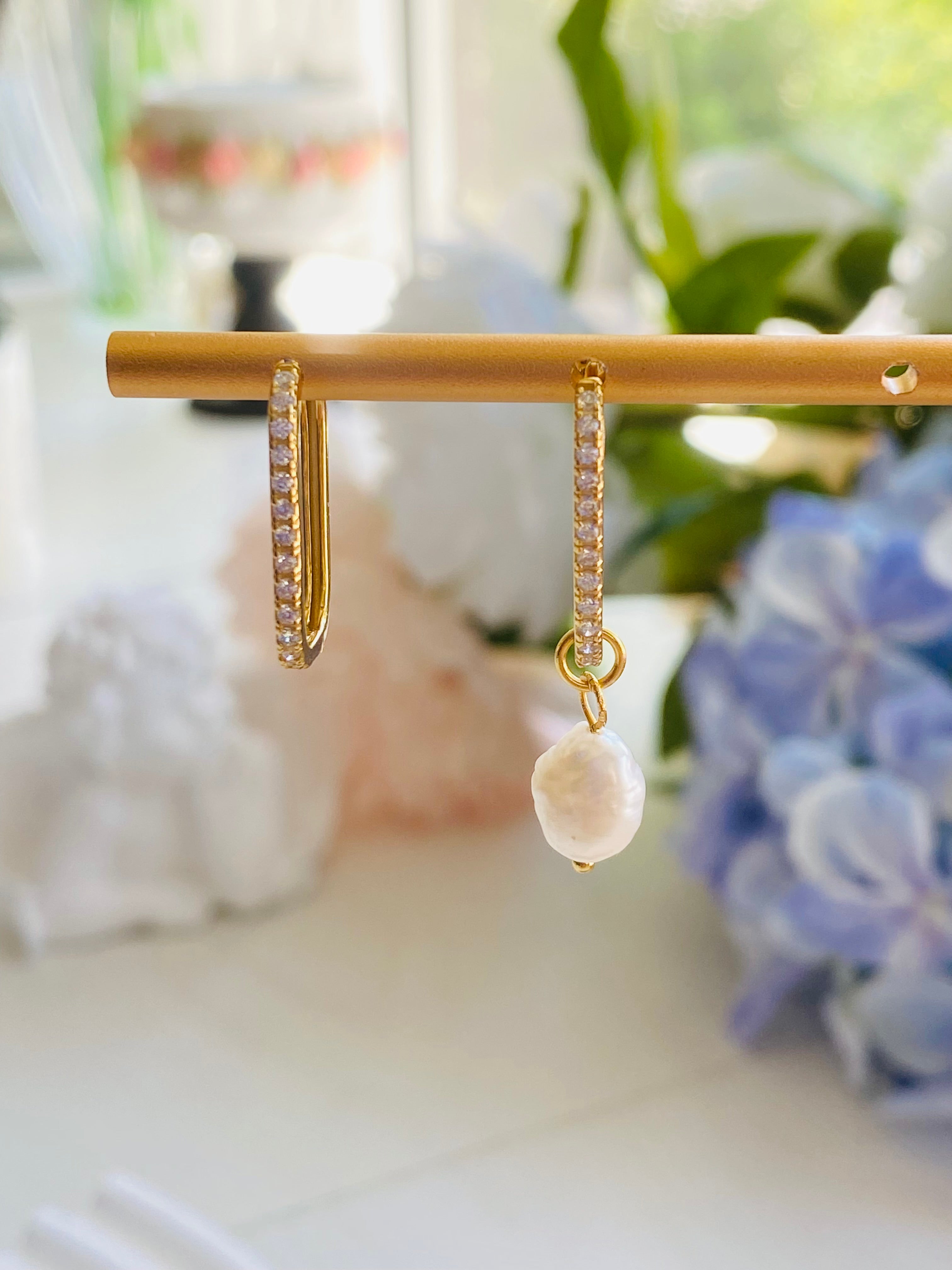 Luna Convertible Pearl Huggie Earrings