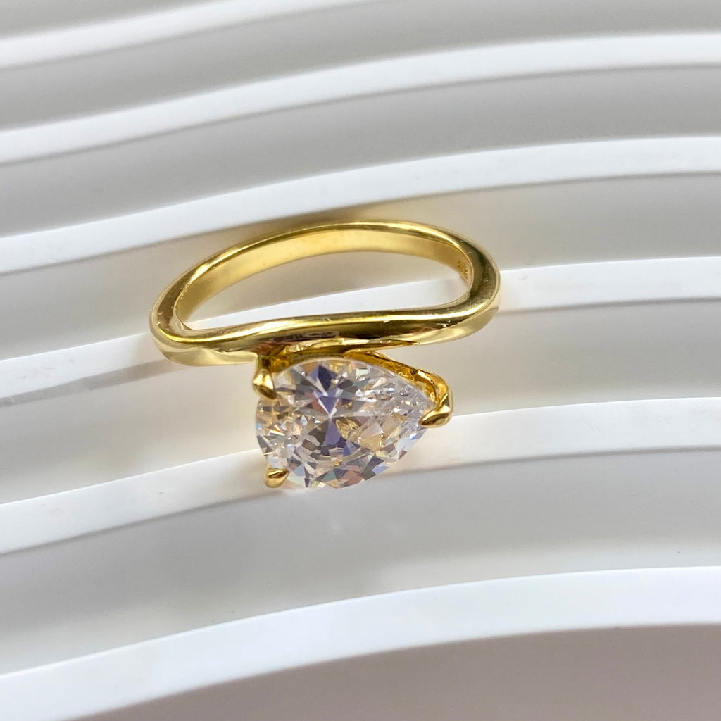 Aurora Pear Solitaire Ring