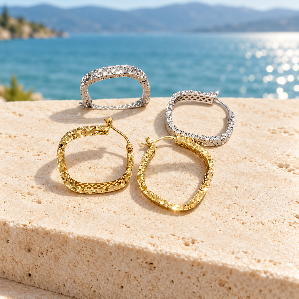 Liora Textured Square Hoop Earrings