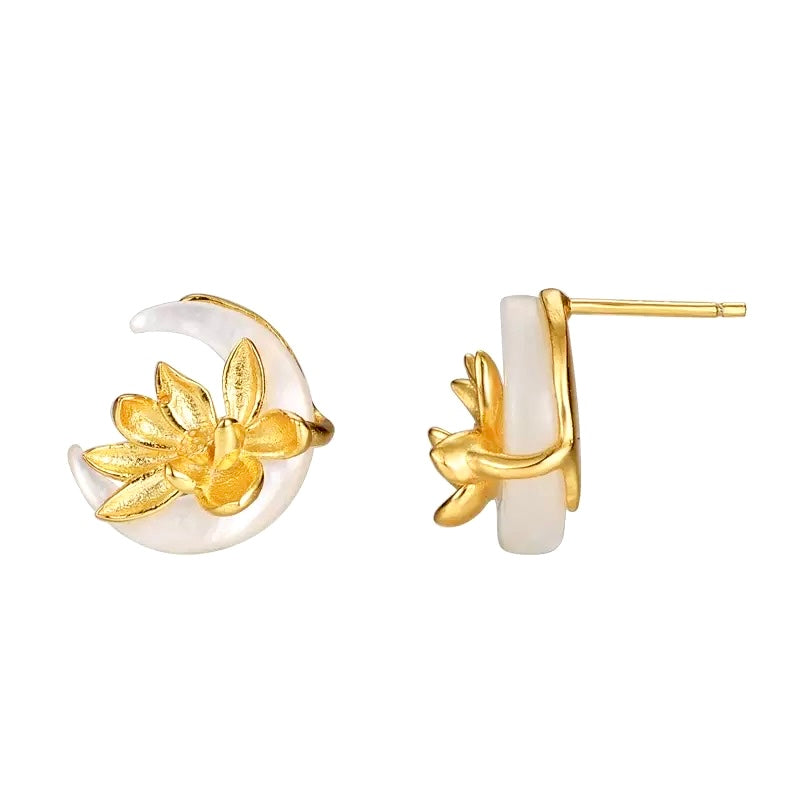 Luna Lotus Stud Earrings