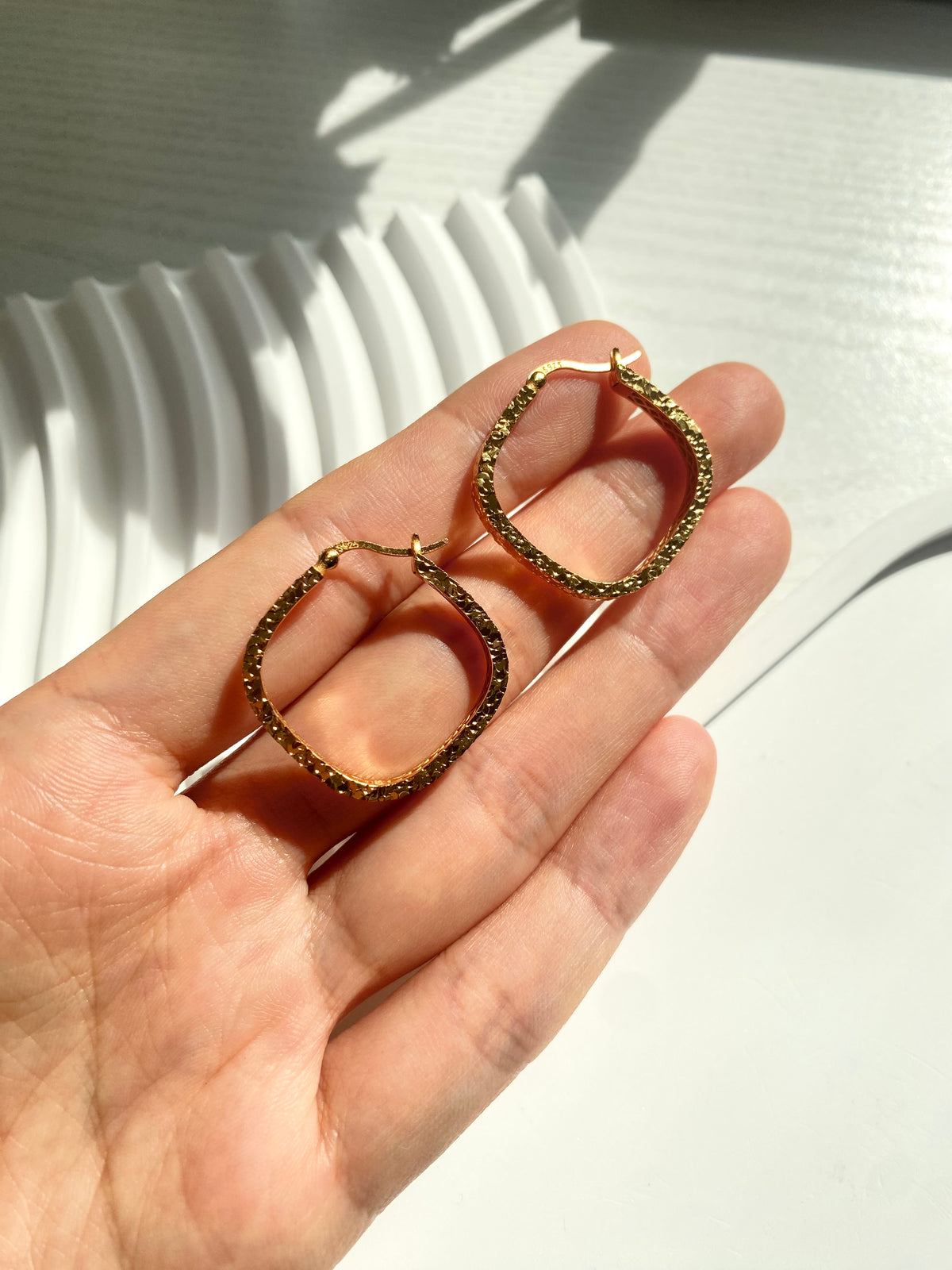 Liora Textured Square Hoop Earrings