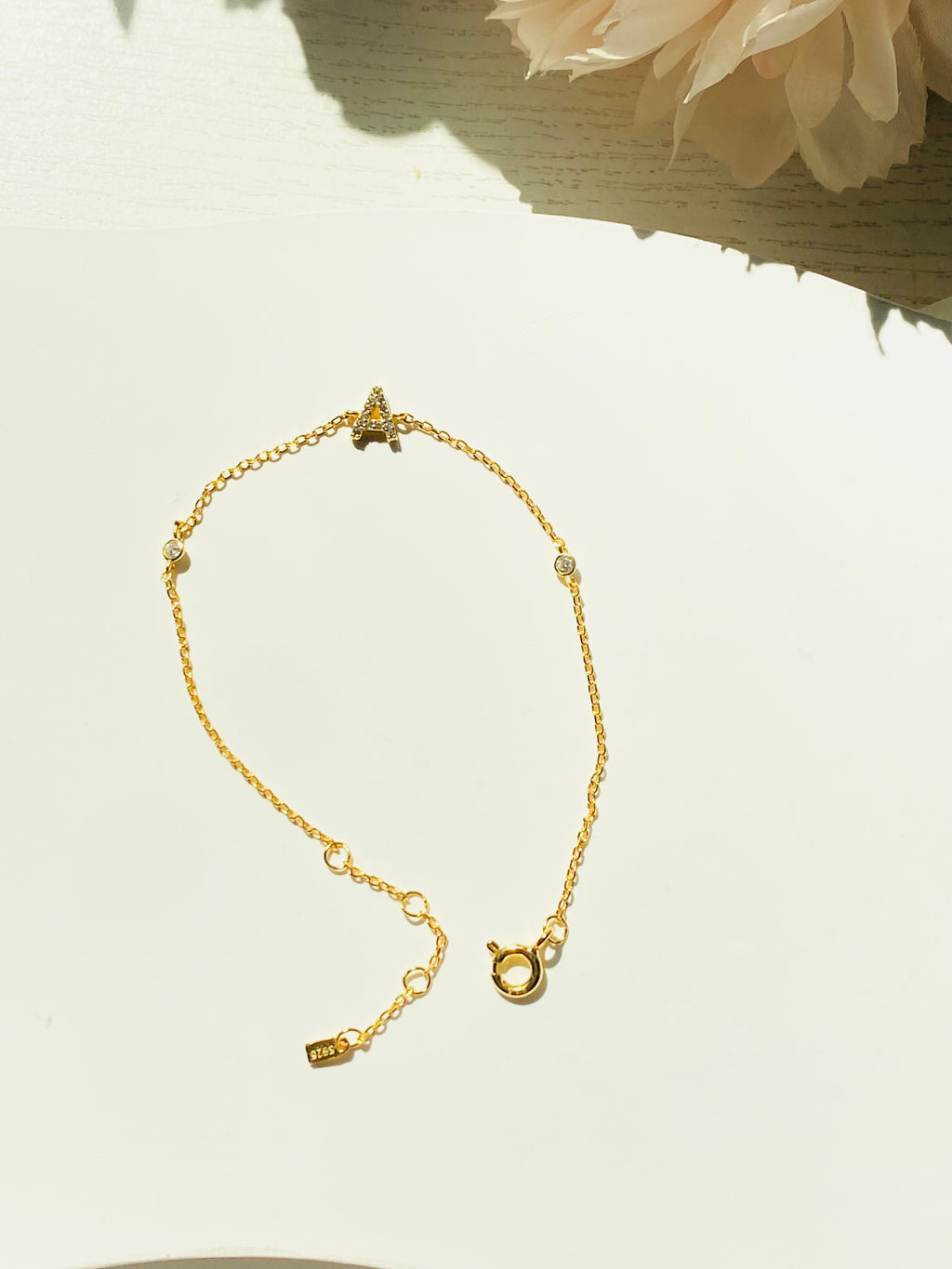 Pavé Initial Delicate Gold Bracelet