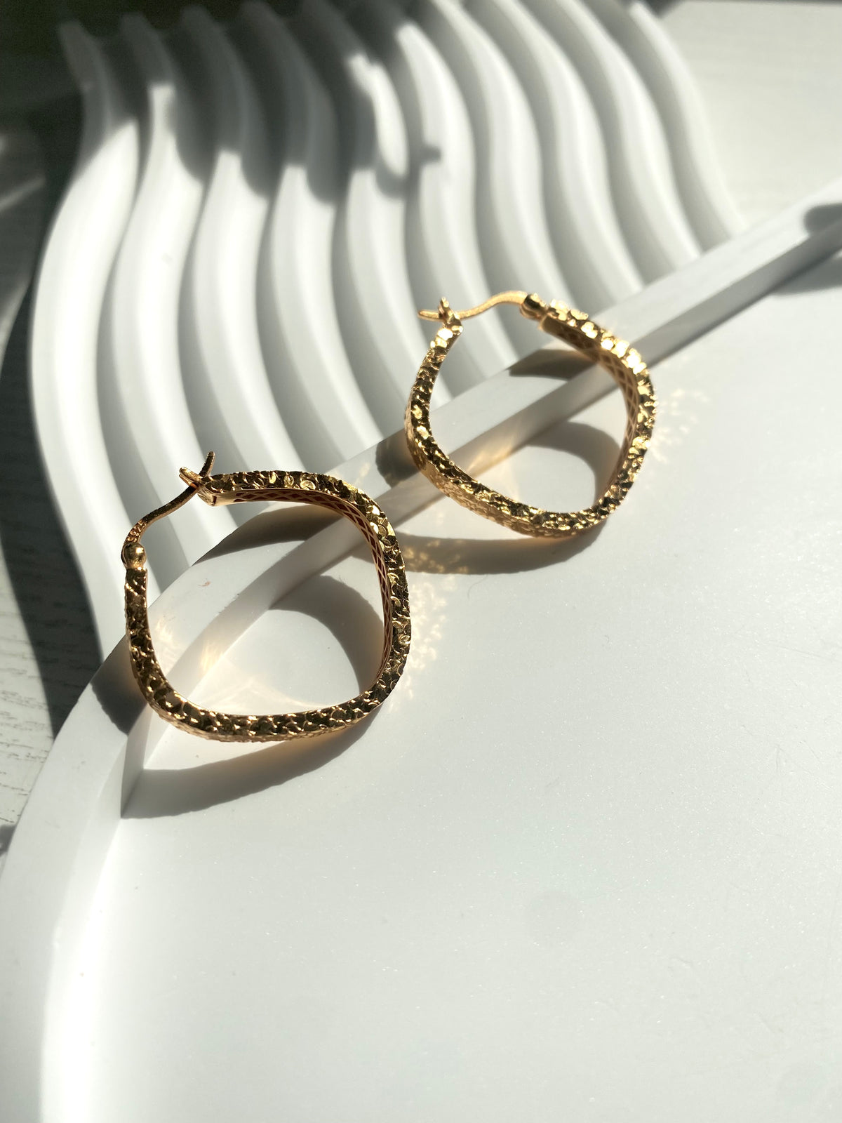 Liora Textured Square Hoop Earrings