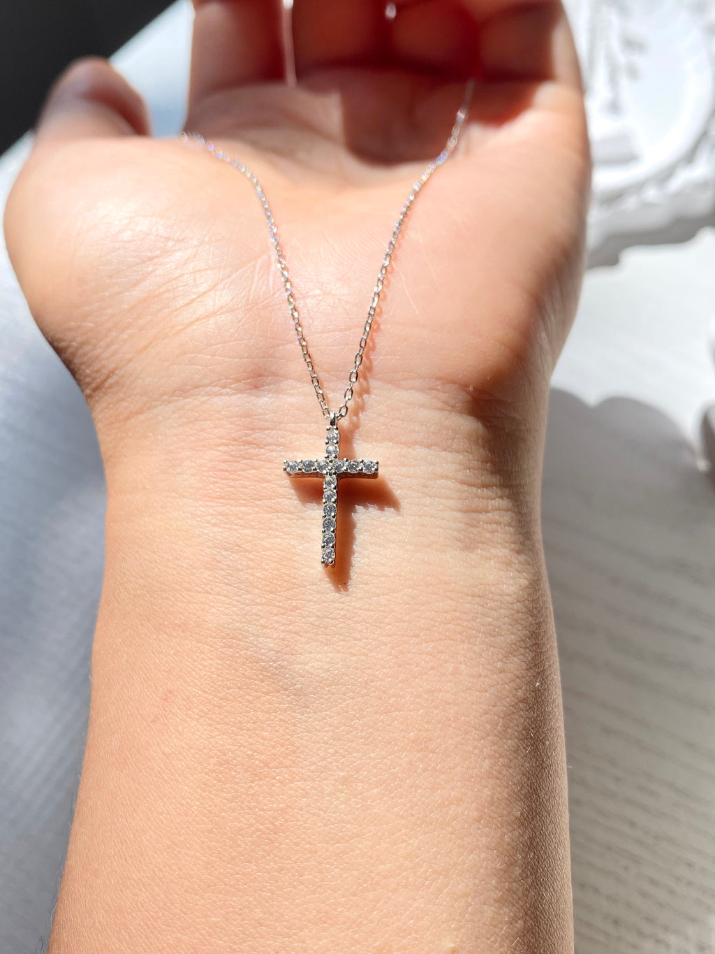 Celeste Pavé Cross Necklace