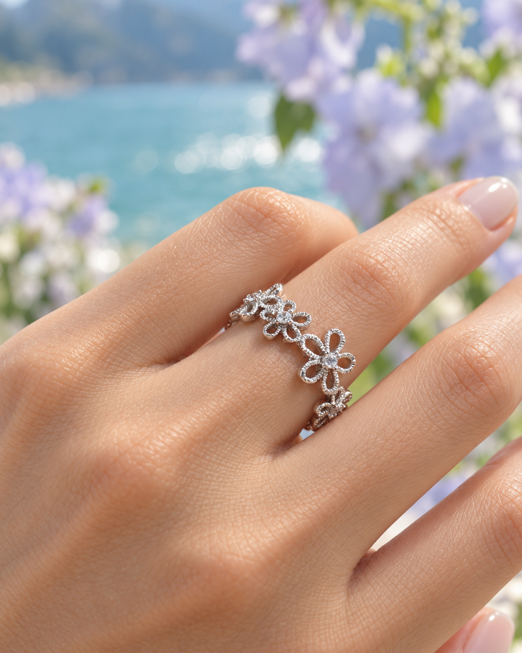 Fiorella Textured Floral Band Ring