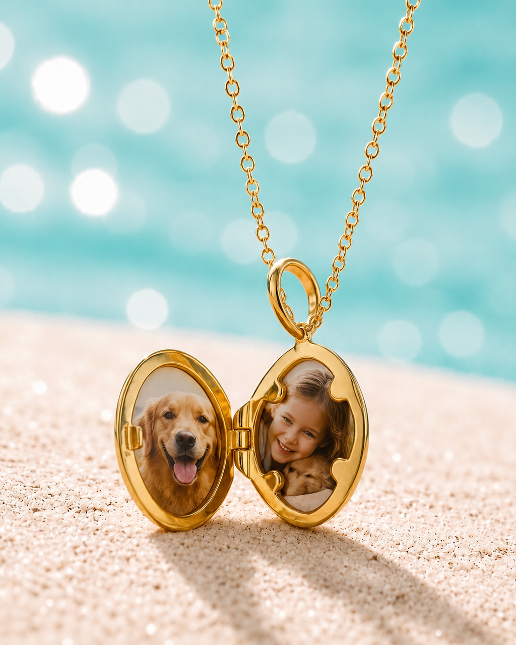 Golden Memory Photo Locket Pendant