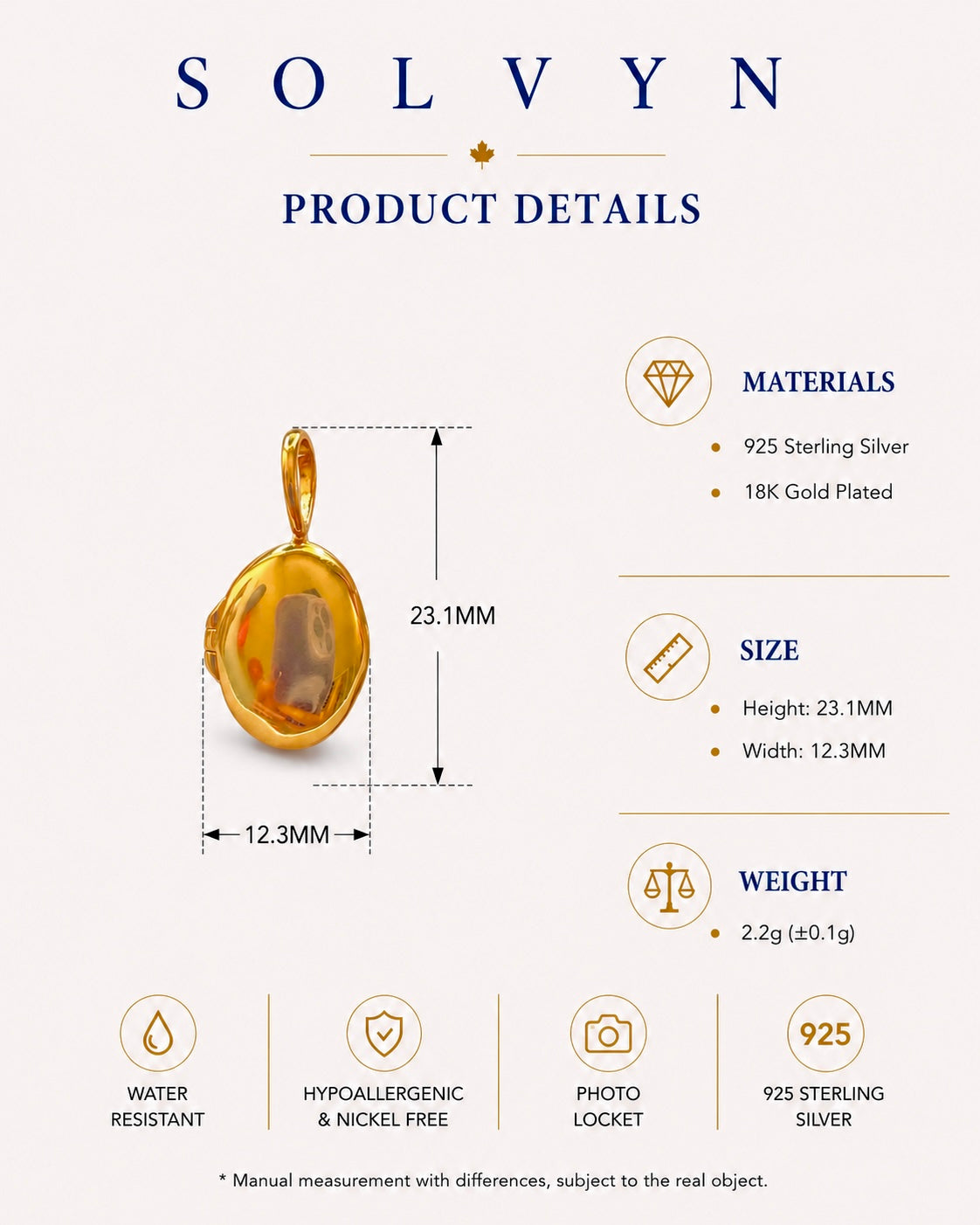 Golden Memory Photo Locket Pendant