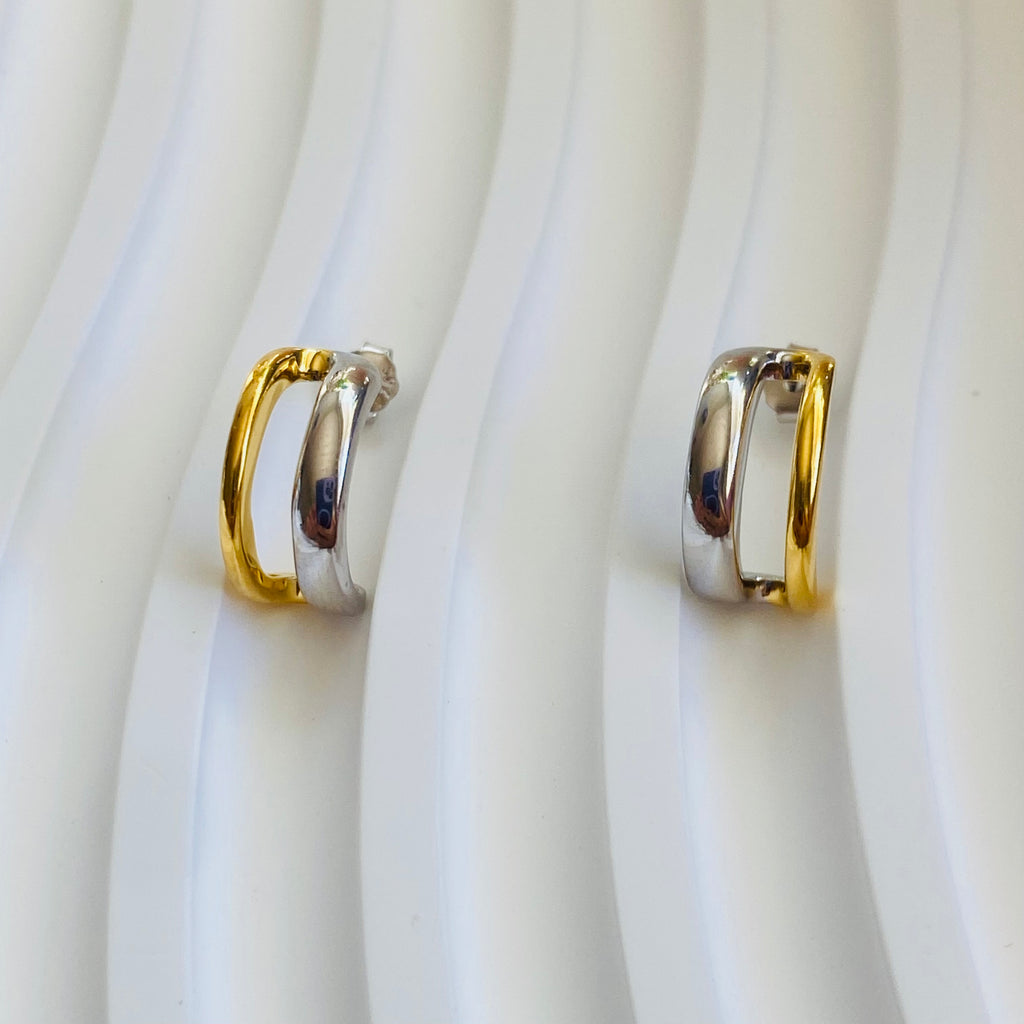 Harbor Two-Tone Huggie Earrings