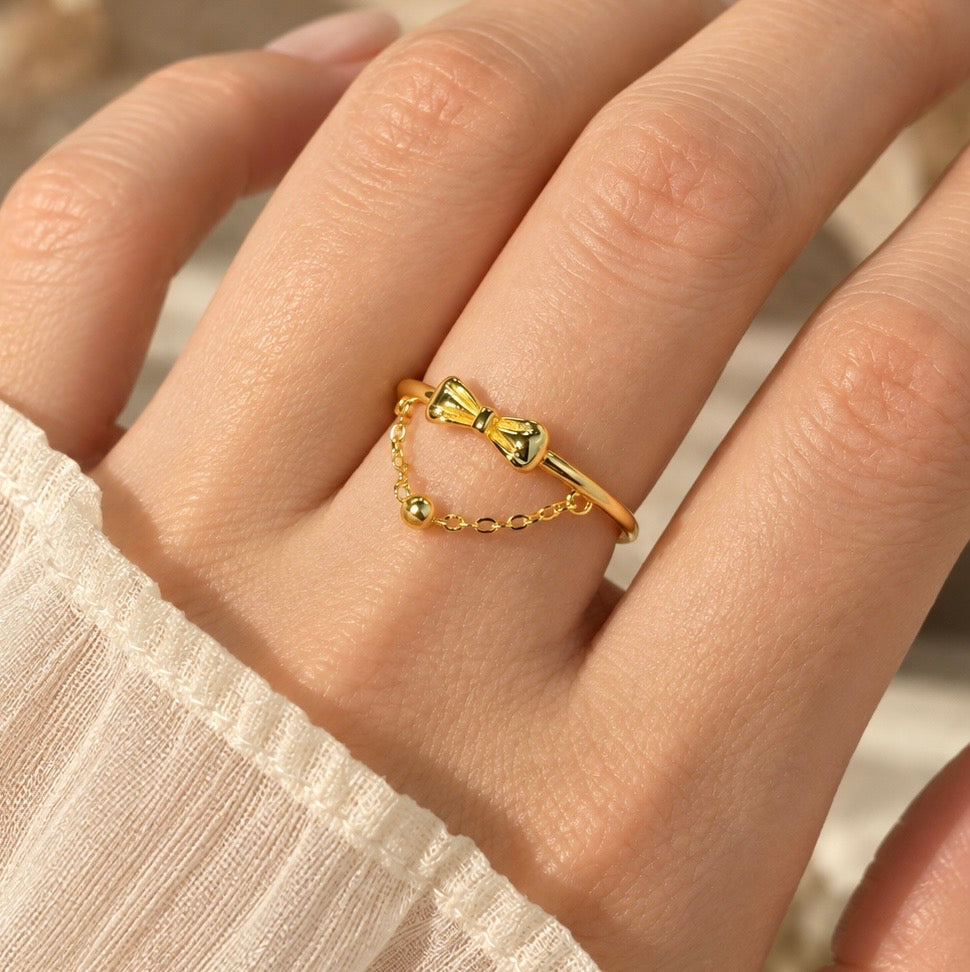 Aveline Bow Chain Adjustable Ring