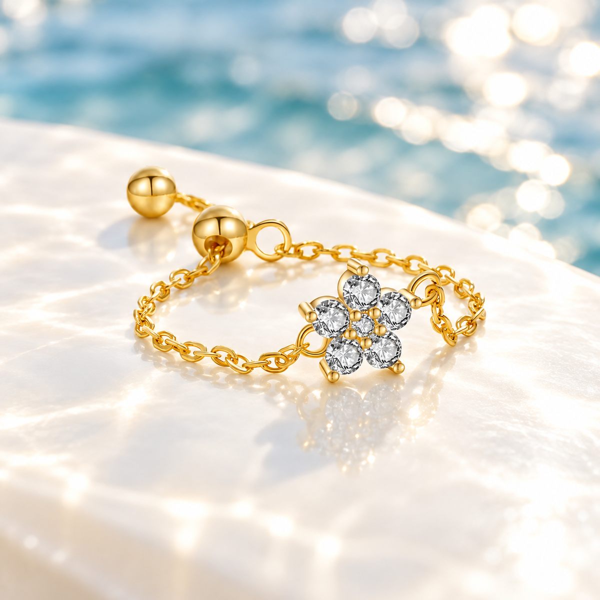 Petite Blossom Adjustable Chain Ring