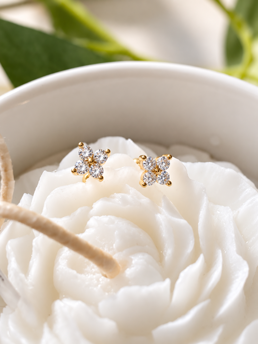 Lucky Clover CZ Stud Earrings