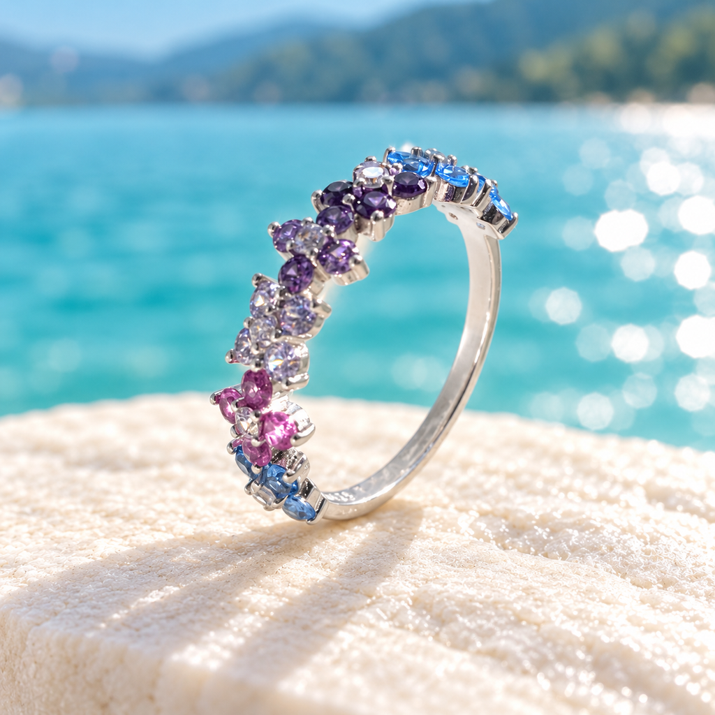 Elara Rainbow Bloom Band Ring