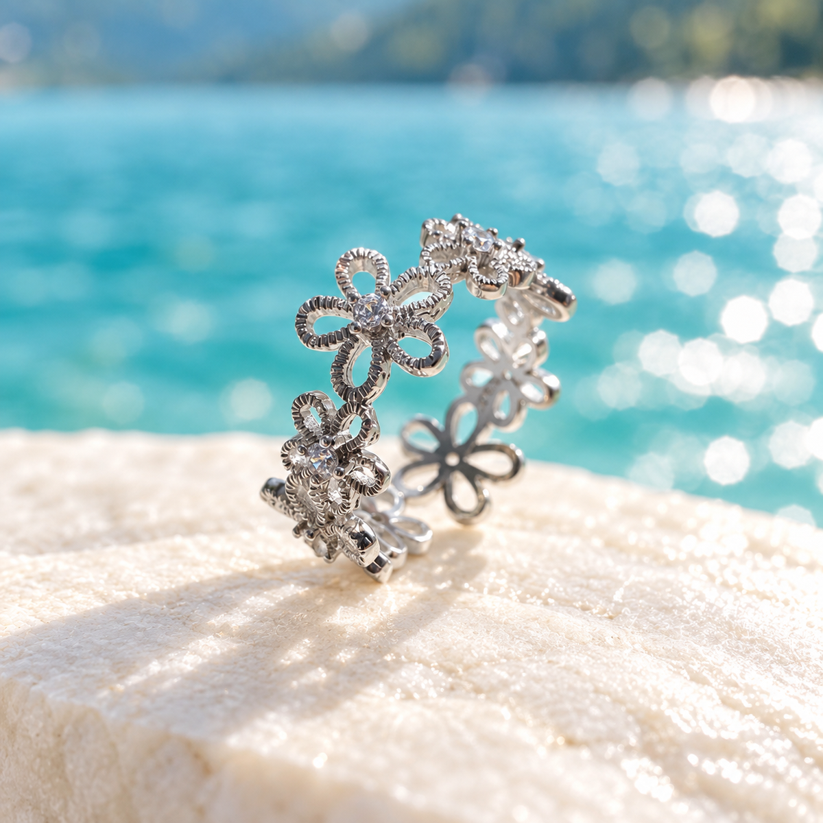 Fiorella Textured Floral Band Ring