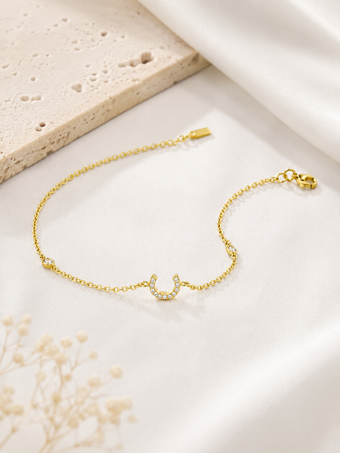 Pavé Initial Delicate Gold Bracelet
