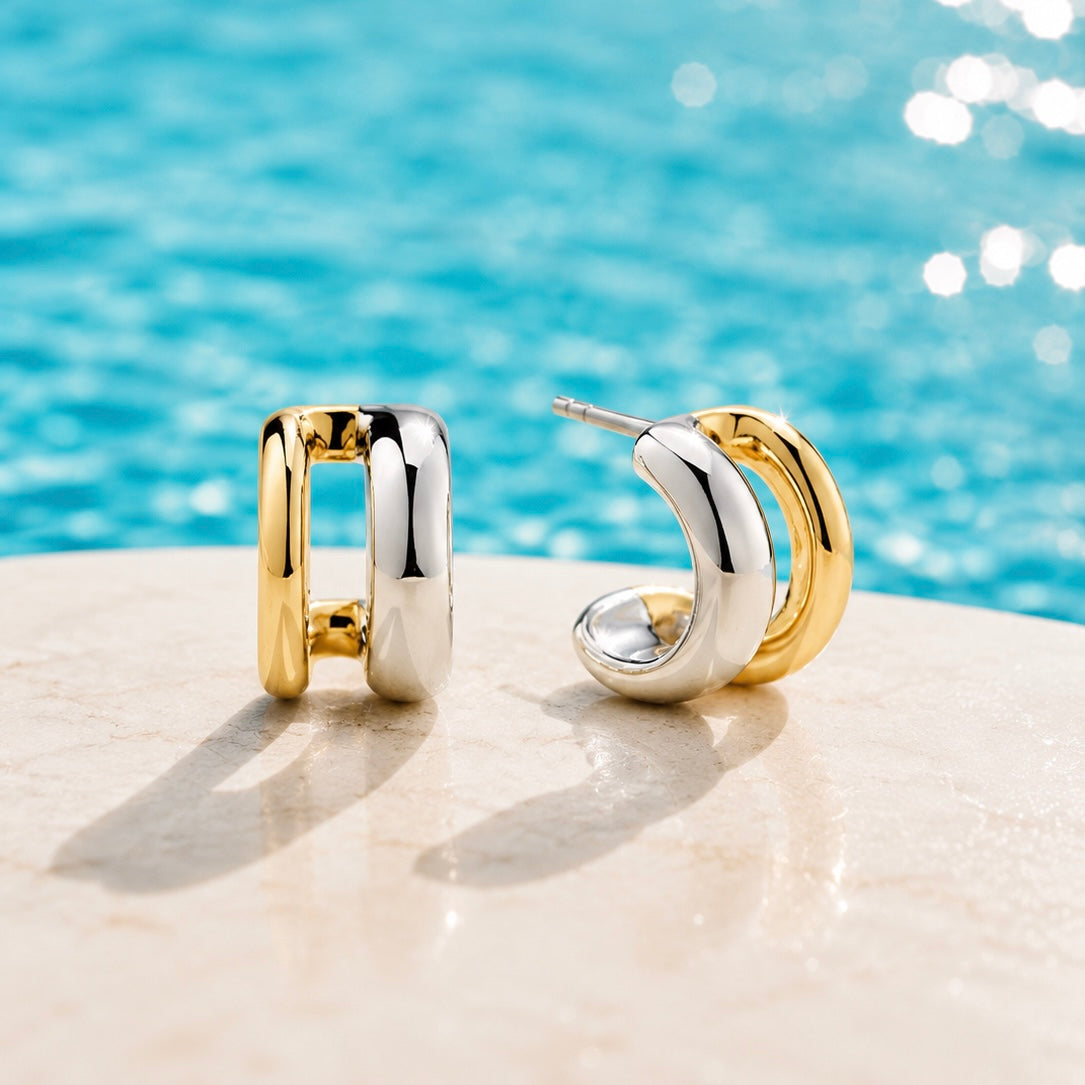 Harbor Two-Tone Huggie Earrings