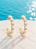 Pearl Halo Huggie Earrings