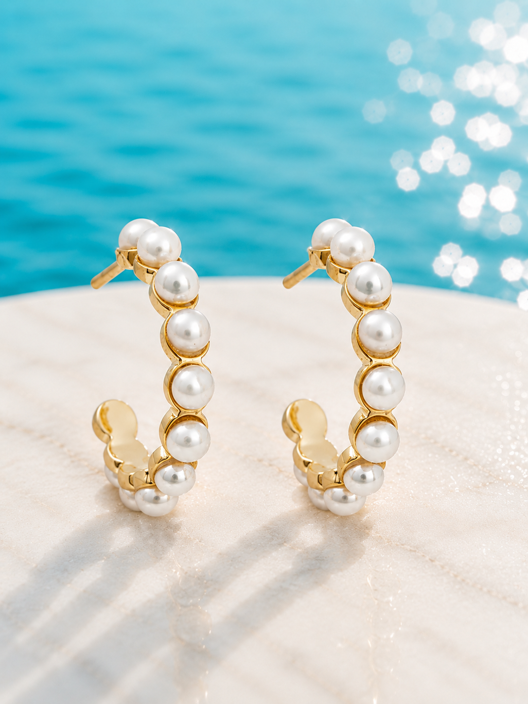 Pearl Halo Huggie Earrings