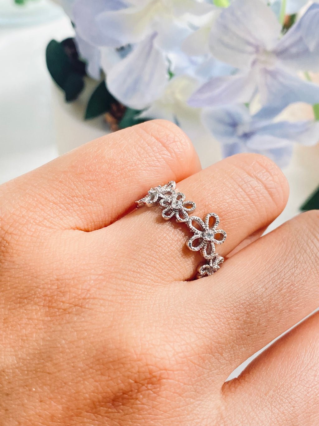 Fiorella Textured Floral Band Ring