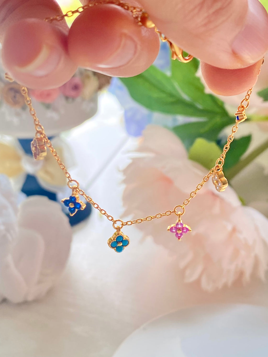Lucky Clover Adjustable Charm Bracelet
