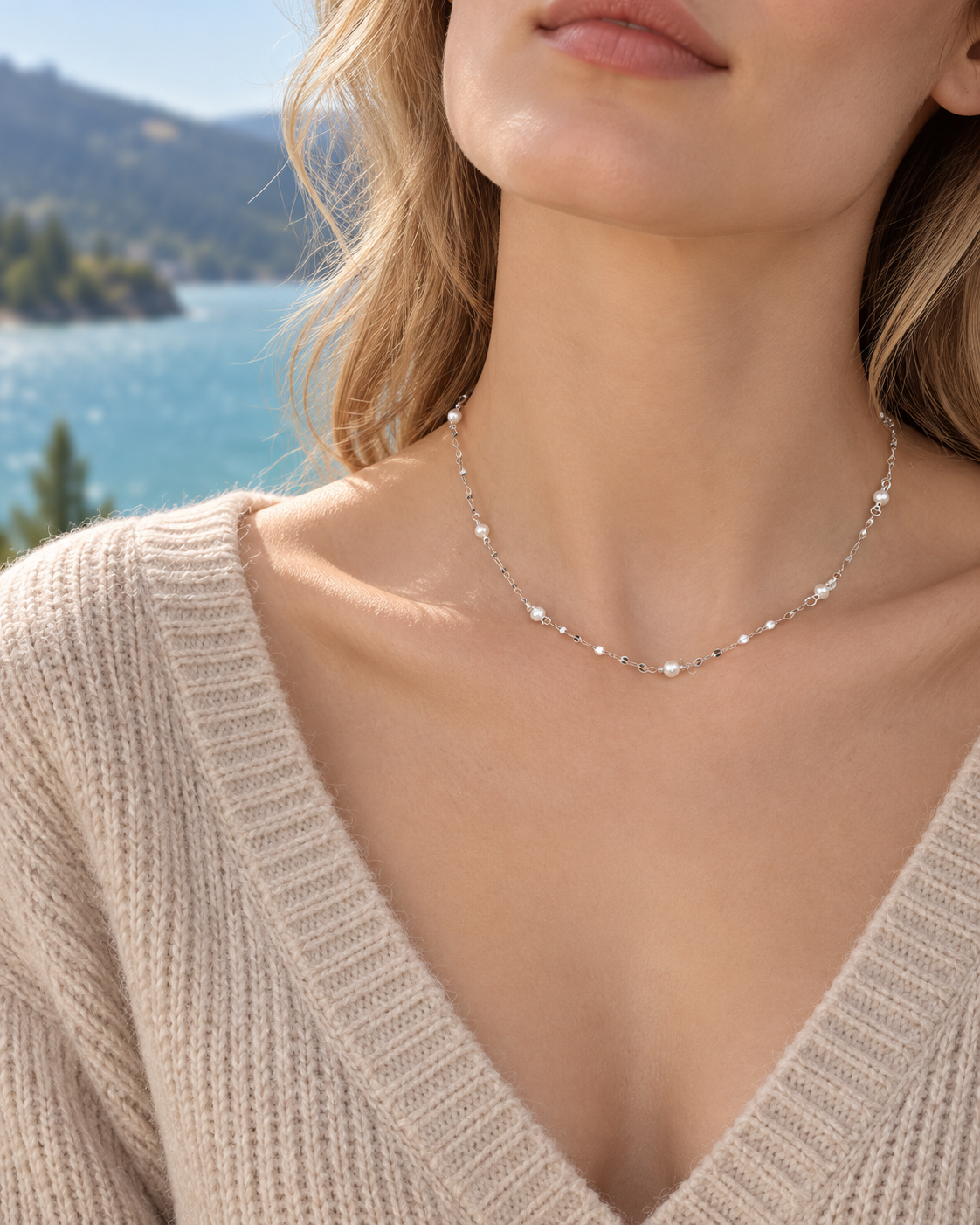 Mira Pearl Station Necklace