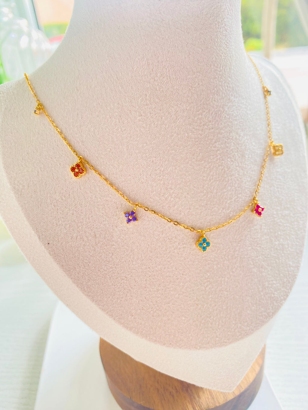 Lucky Clover Colorful Charm Necklace