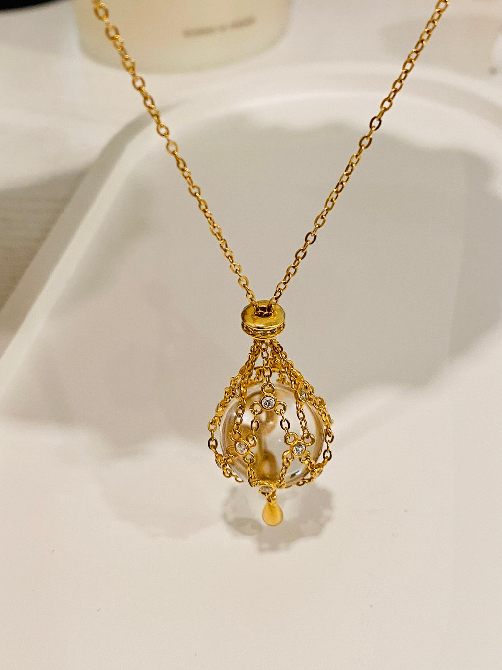 Lumière Crystal Orb Adjustable Necklace