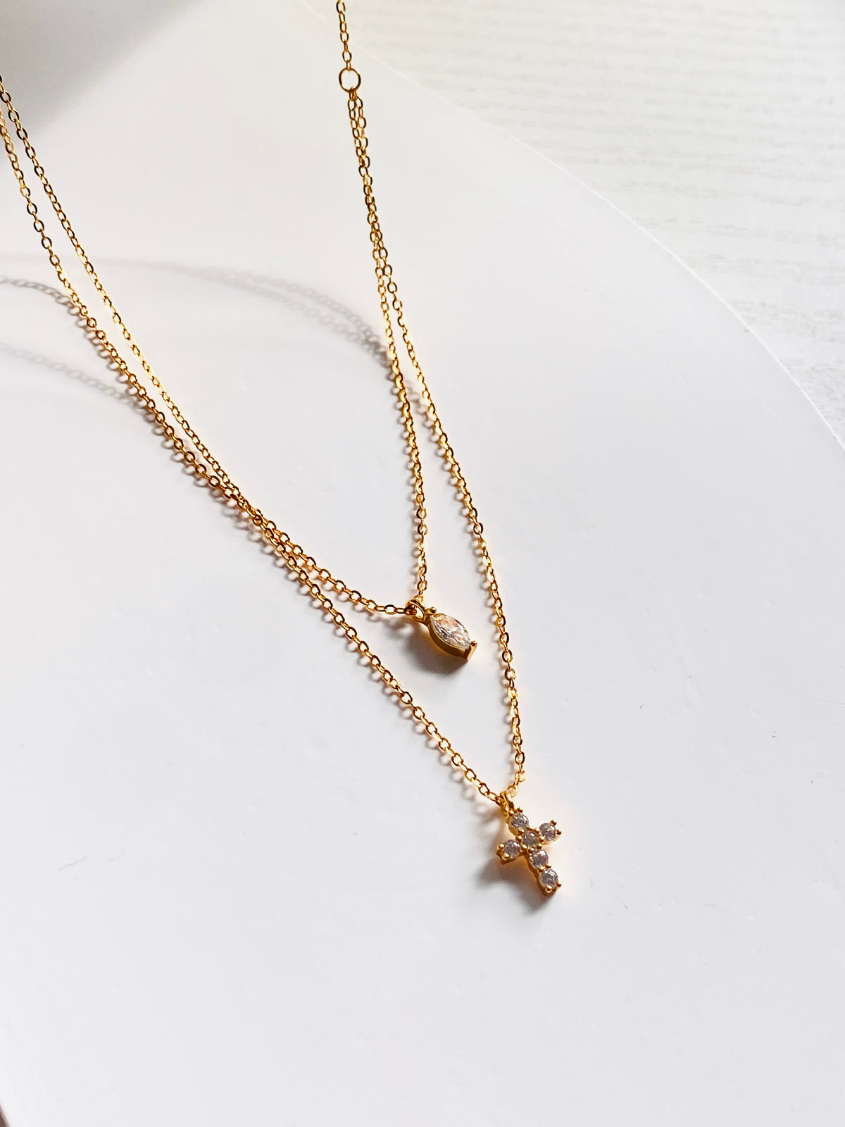 Celeste Marquise & Cross Layered Necklace