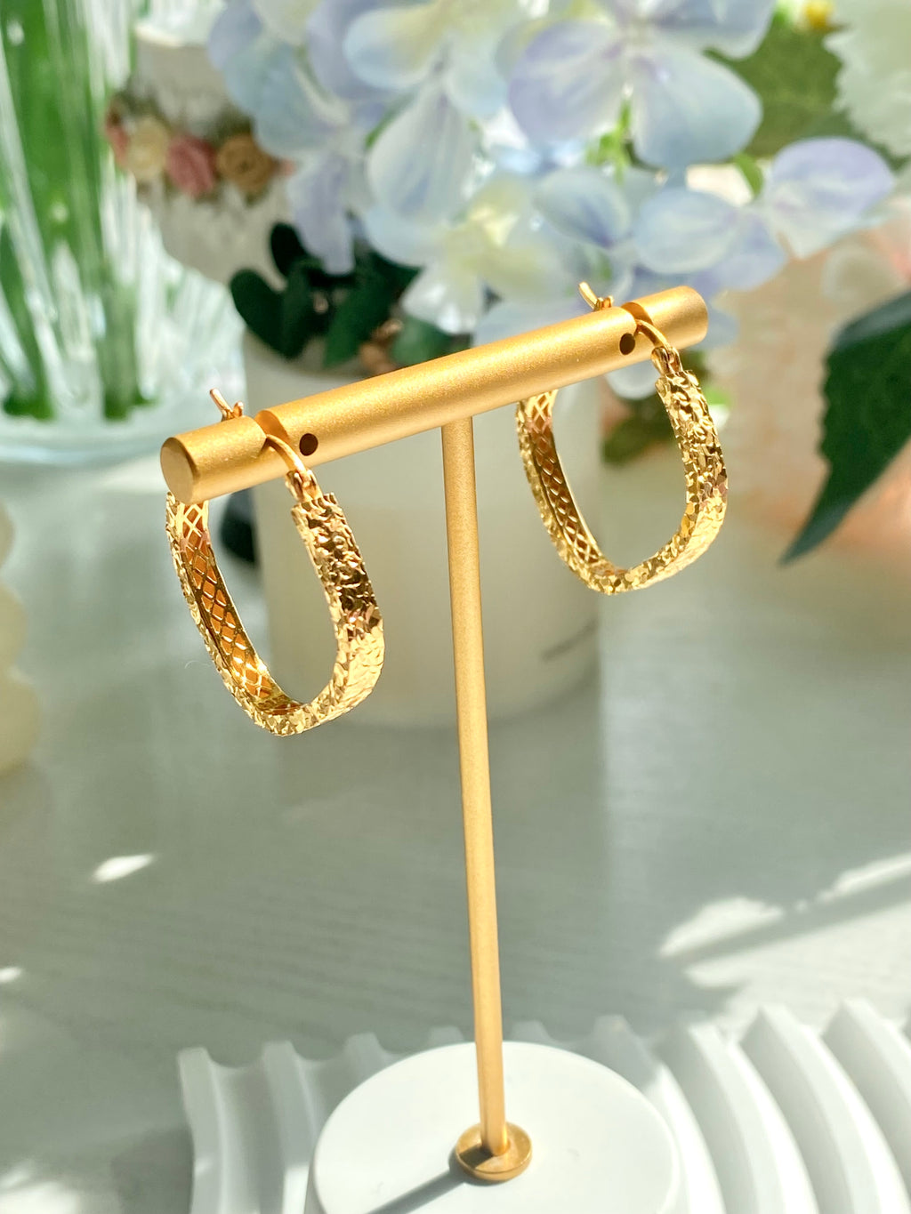 Liora Textured Square Hoop Earrings