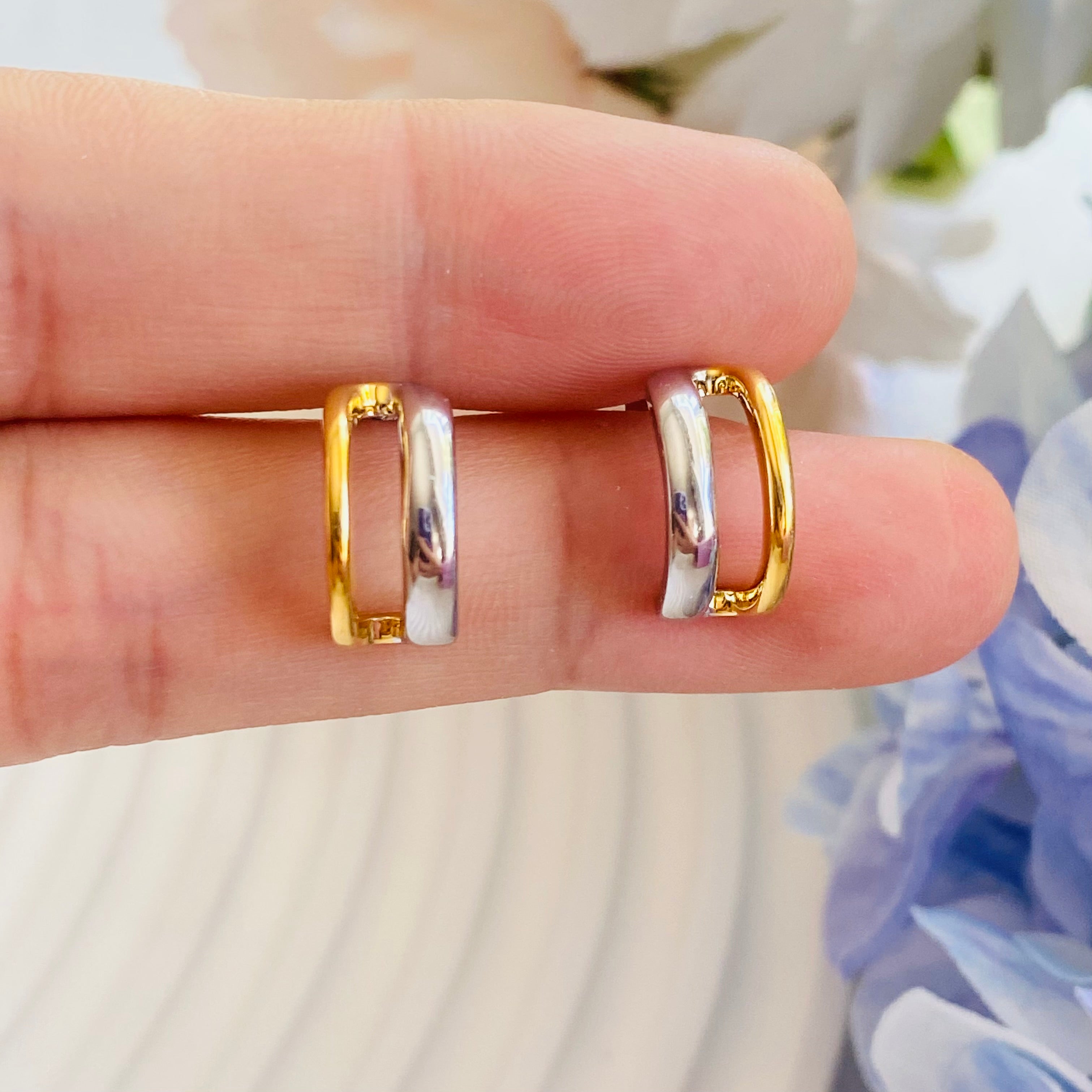 Harbor Two-Tone Huggie Earrings