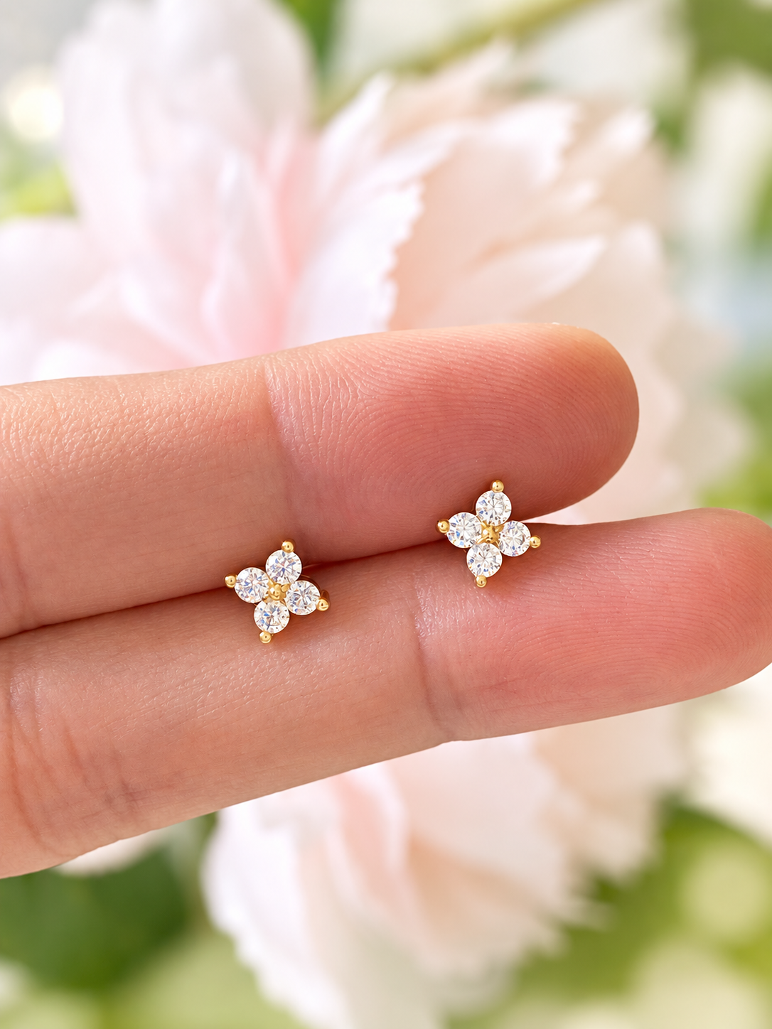 Lucky Clover CZ Stud Earrings