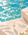 Celeste Marquise & Cross Layered Necklace