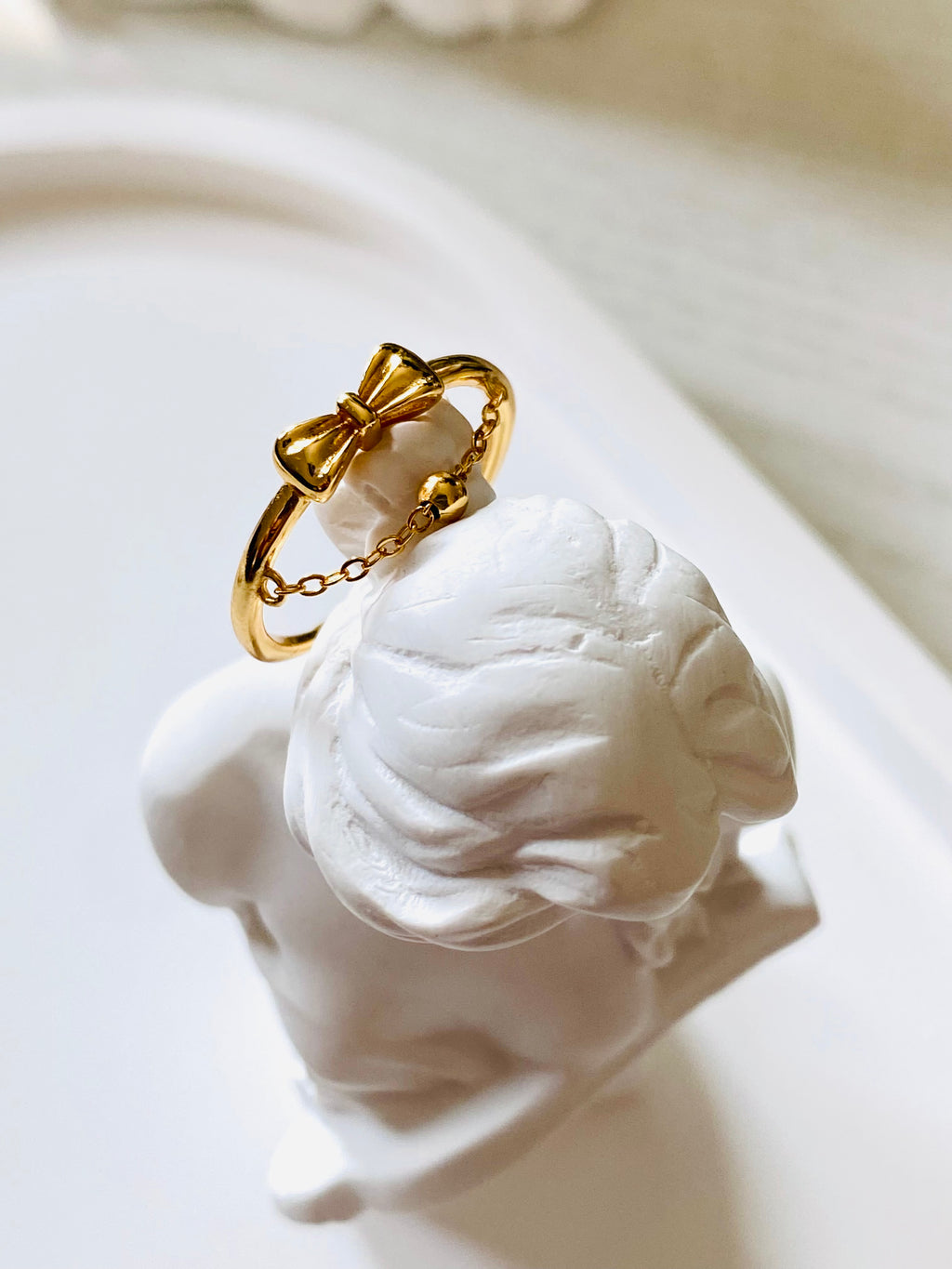 Aveline Bow Chain Adjustable Ring